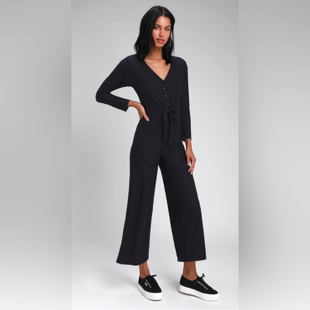 Roolee rib knit wide leg jumpsuit